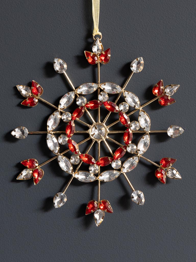 Hanging snowflake with red diamonds - 3