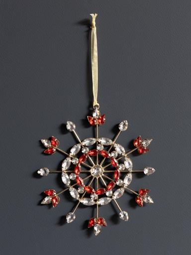 Hanging snowflake with red diamonds