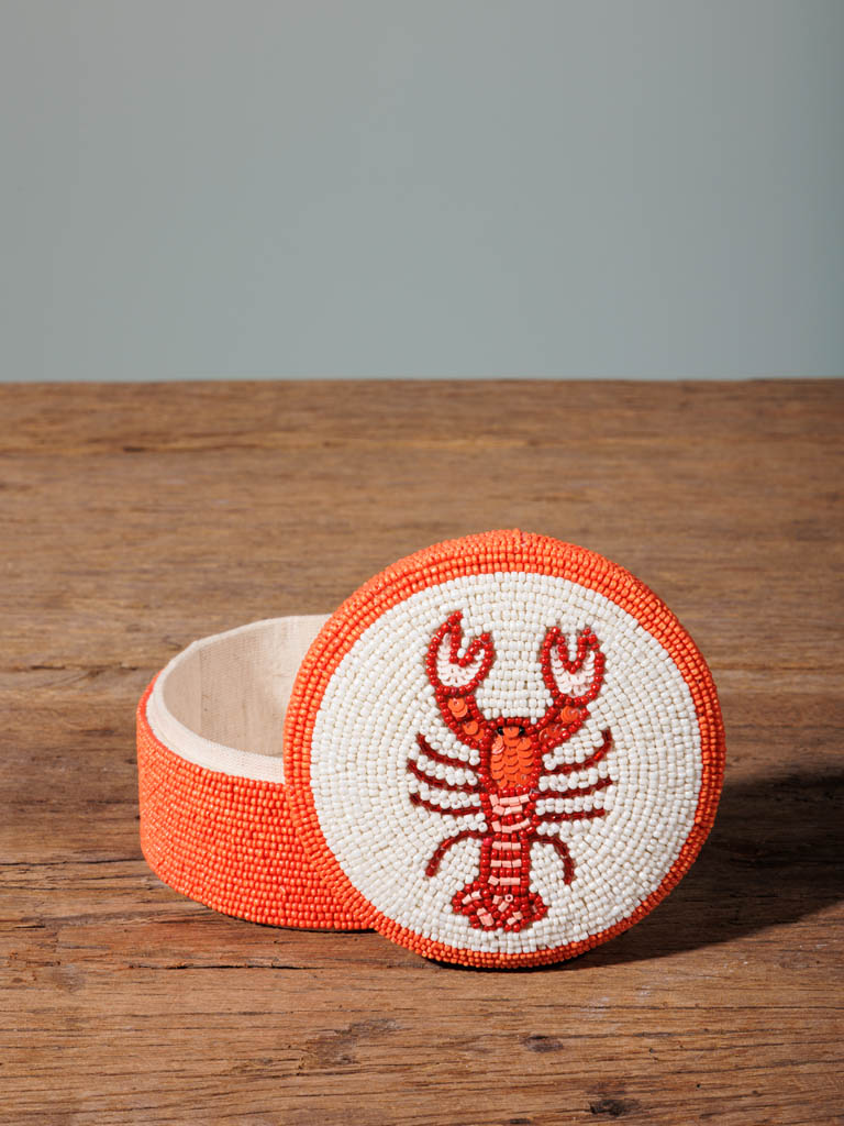 Boîte ronde homard en perles - 1