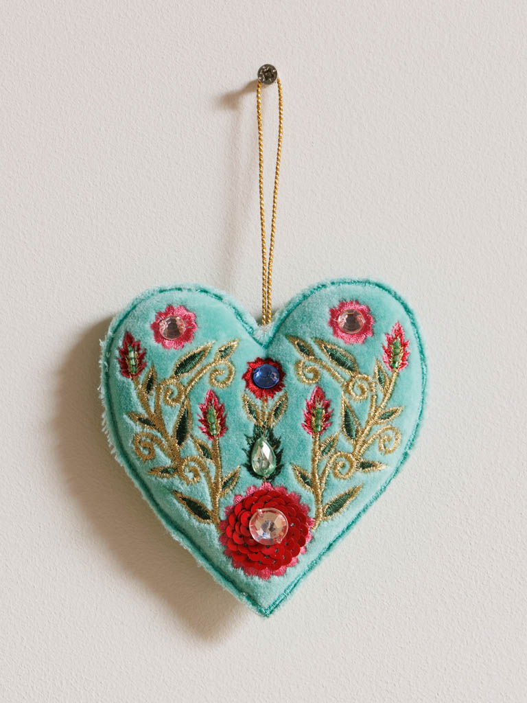 Hanging turquoise bohemian heart - 1