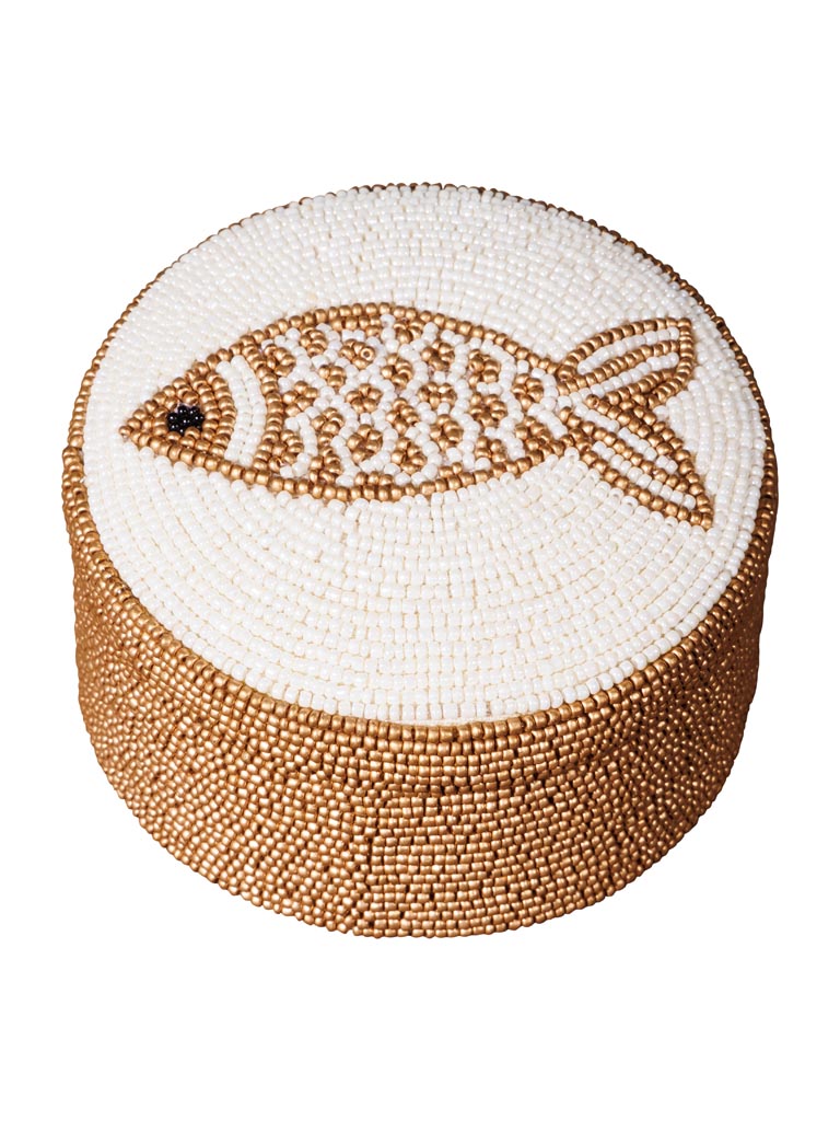 Boîte ronde avec poisson en perles - 4