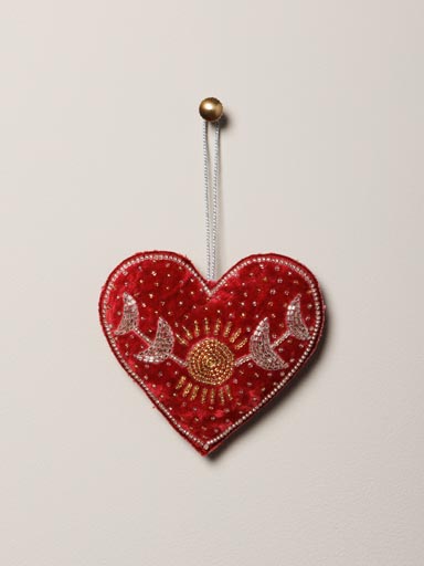 Suspension brodée coeur bordeau Envie