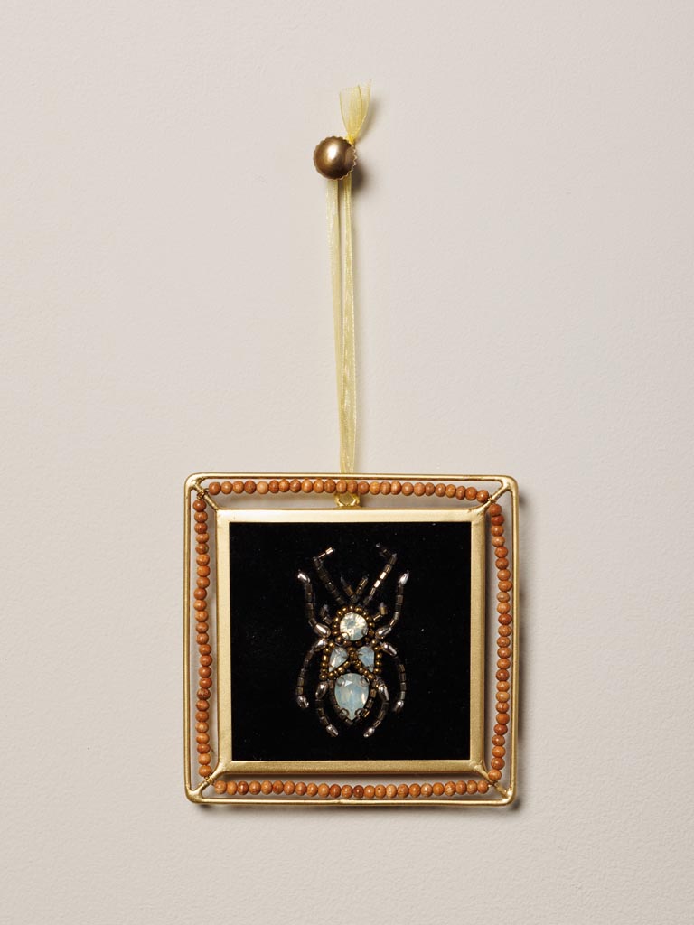 Frame ornament silver jewelled insect - 1