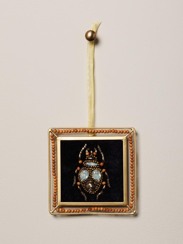 Frame ornament wooden jewelled insect - 1