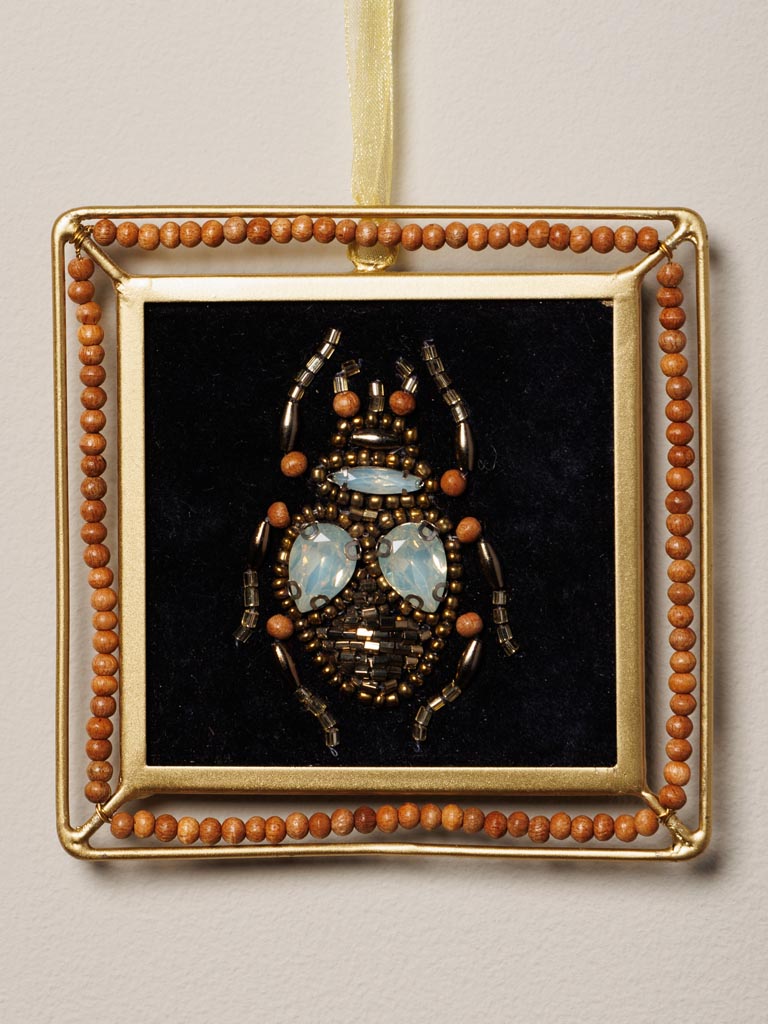 Frame ornament wooden jewelled insect - 3