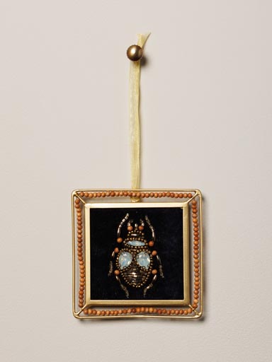 Frame ornament wooden jewelled insect