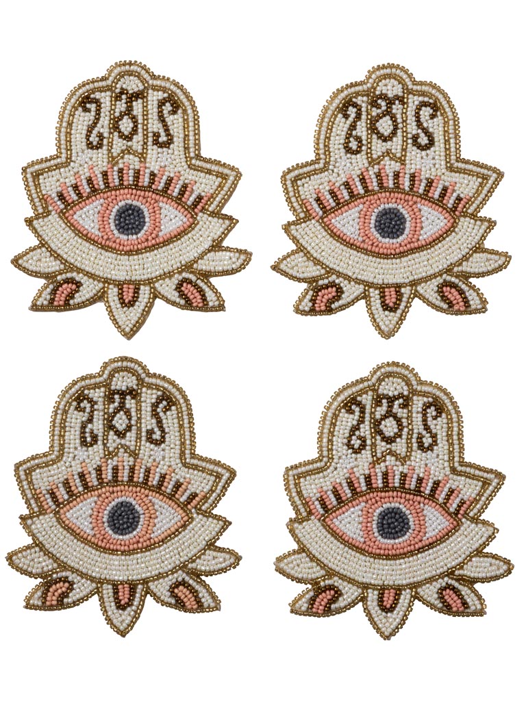 S/4 sous-verres main de fatma blanche et rose - 2