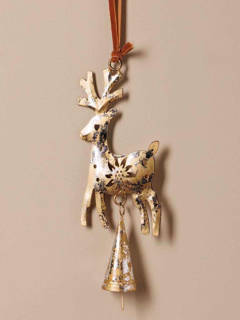 S/3 suspensions cerfs et sapin dorés - 5