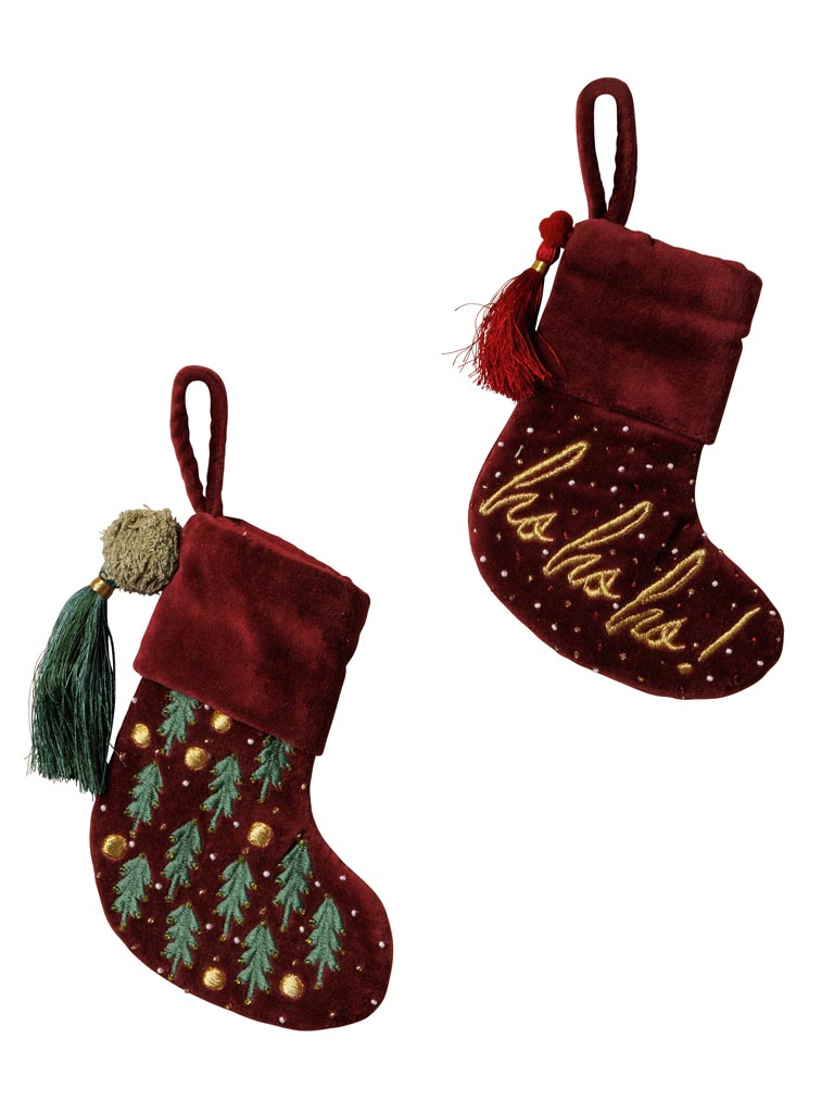 S/2 petites chaussettes de Noël en velours - 2