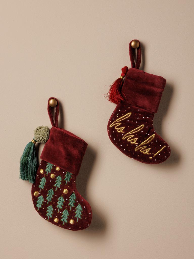 S/2 petites chaussettes de Noël en velours - 1
