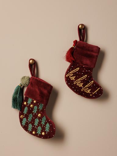 S/2 petites chaussettes de Noël en velours