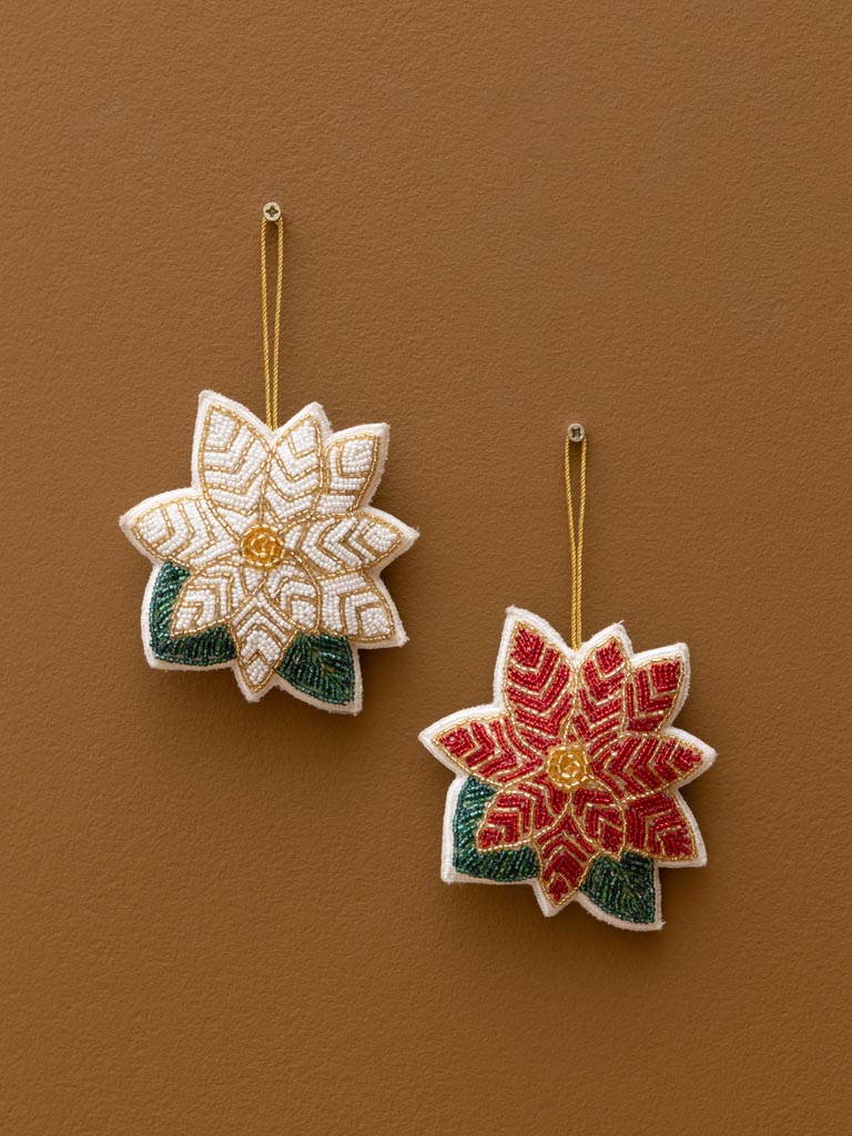 S/2 suspensions poinsettia étoiles de Noël - 1