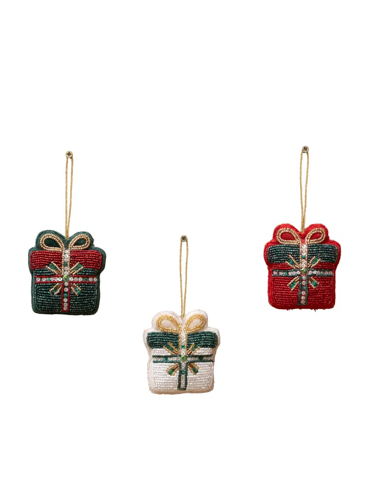 S/3 suspensions cadeaux de noël en perles - 2
