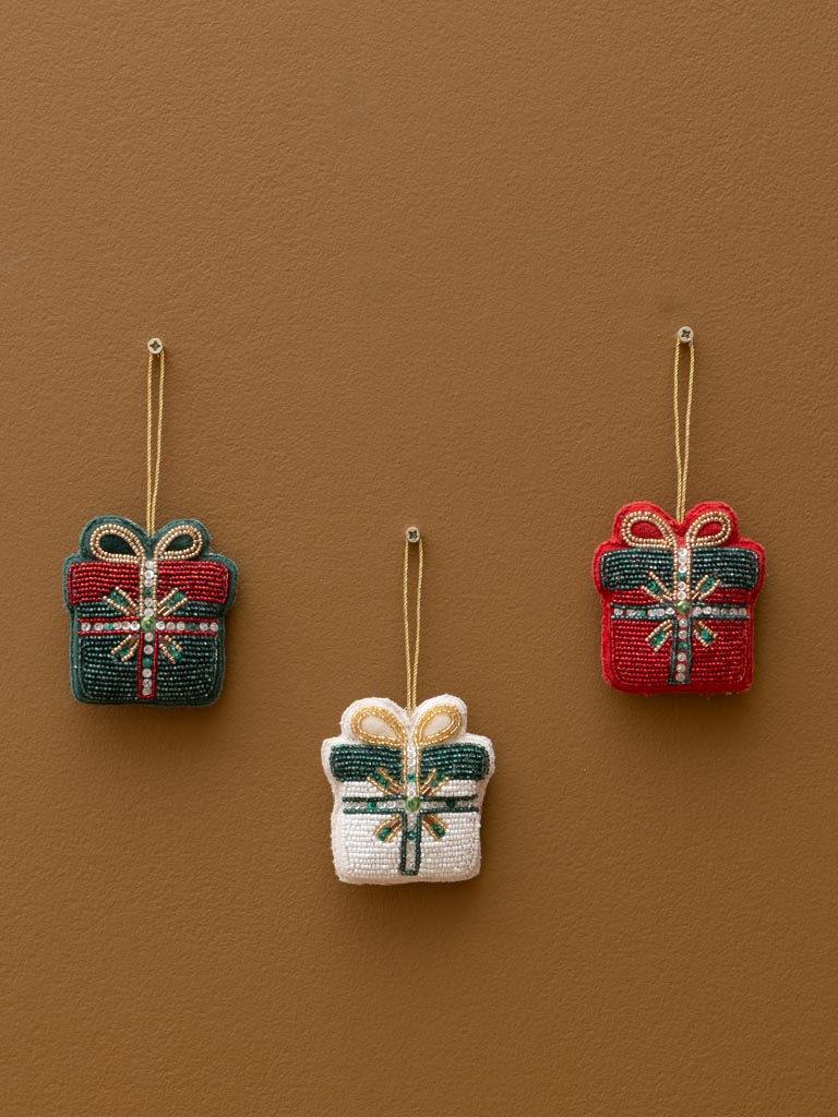 S/3 suspensions cadeaux de noël en perles - 1