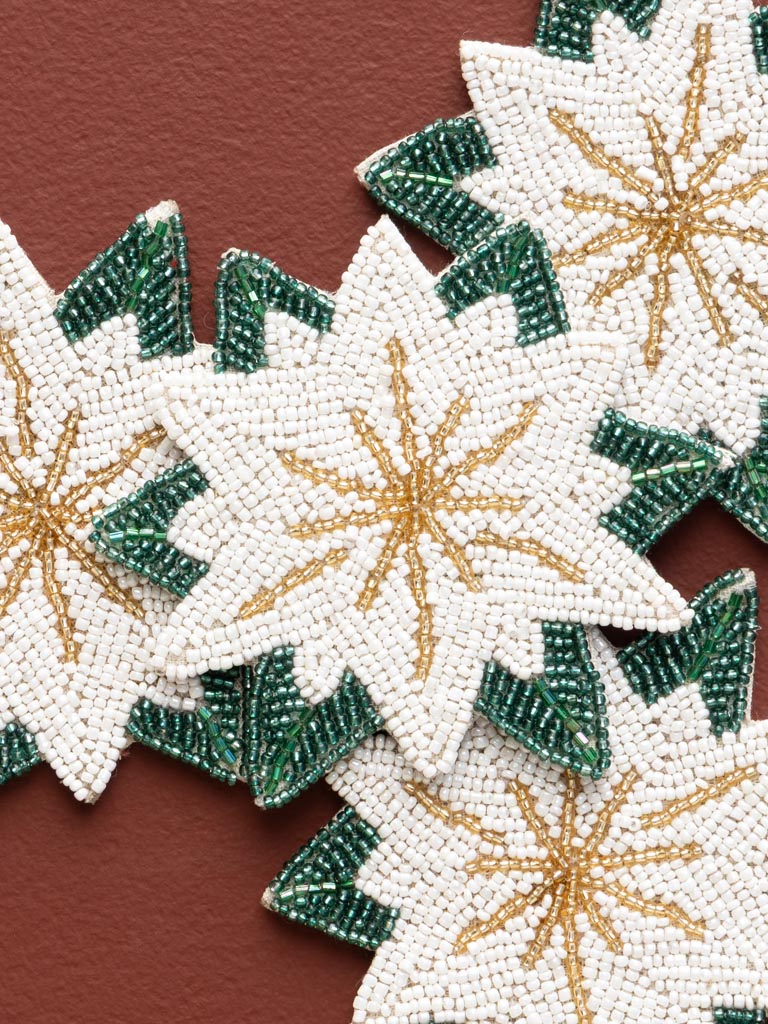S/4 sous-verres poinsettia étoiles de Noël blanche - 3