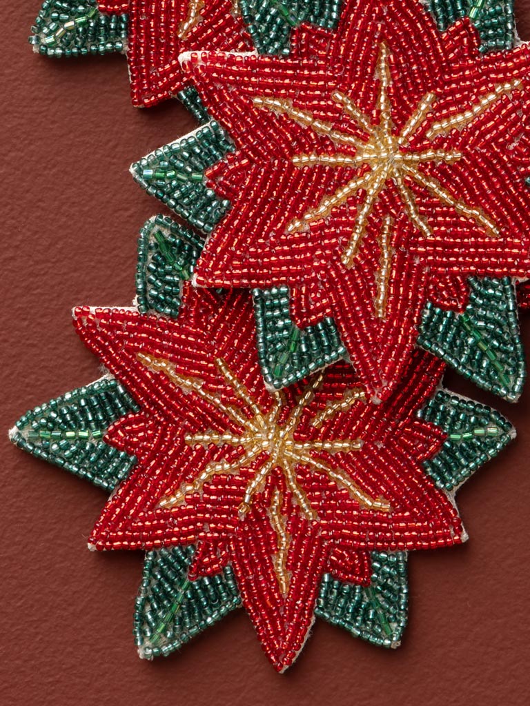 S/4 sous-verres poinsettia étoiles de Noël rouges - 3