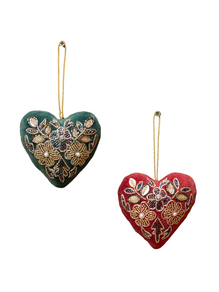 S/2 coeurs fleuris vert et rouge - 2
