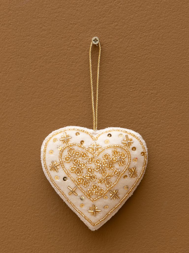 S/3 suspensions crème coeur étoile et sapin - 3