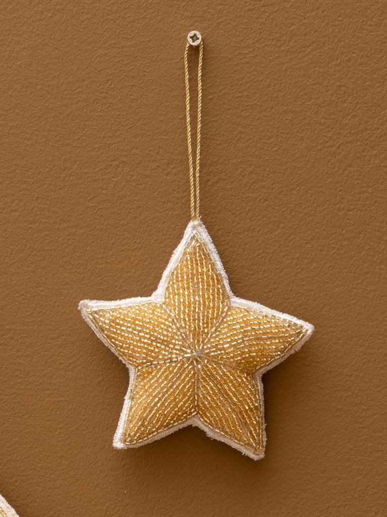 S/3 suspensions crème coeur étoile et sapin - 4