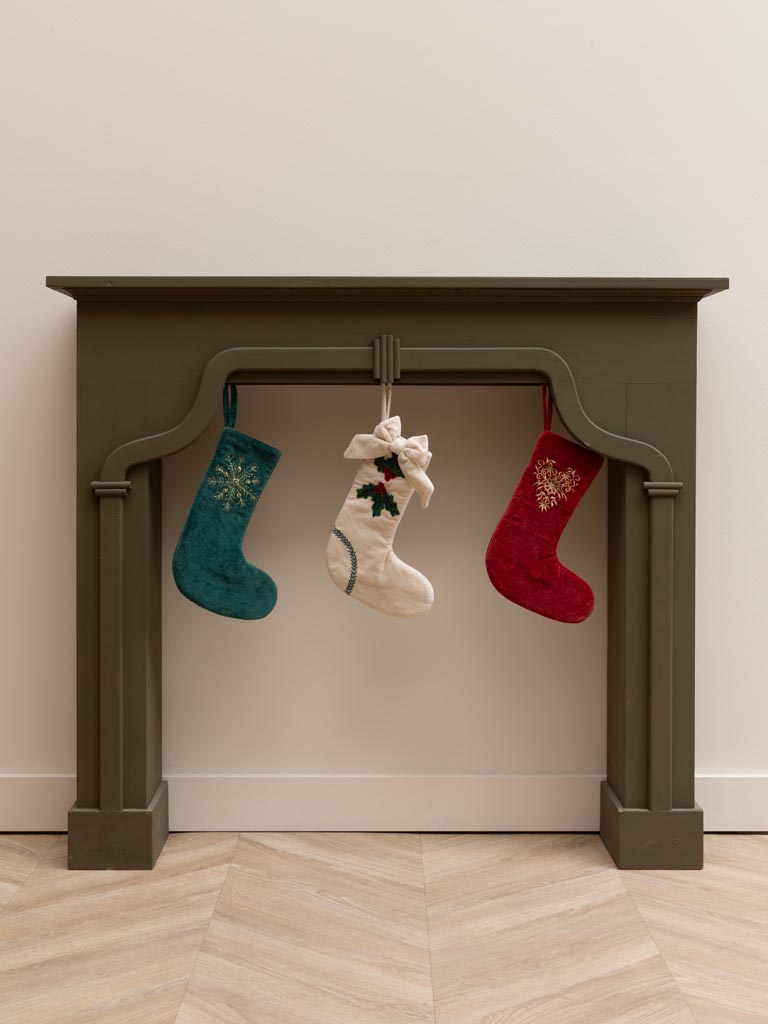 S/3 chaussettes de Noël verte, rouge et beige - 1