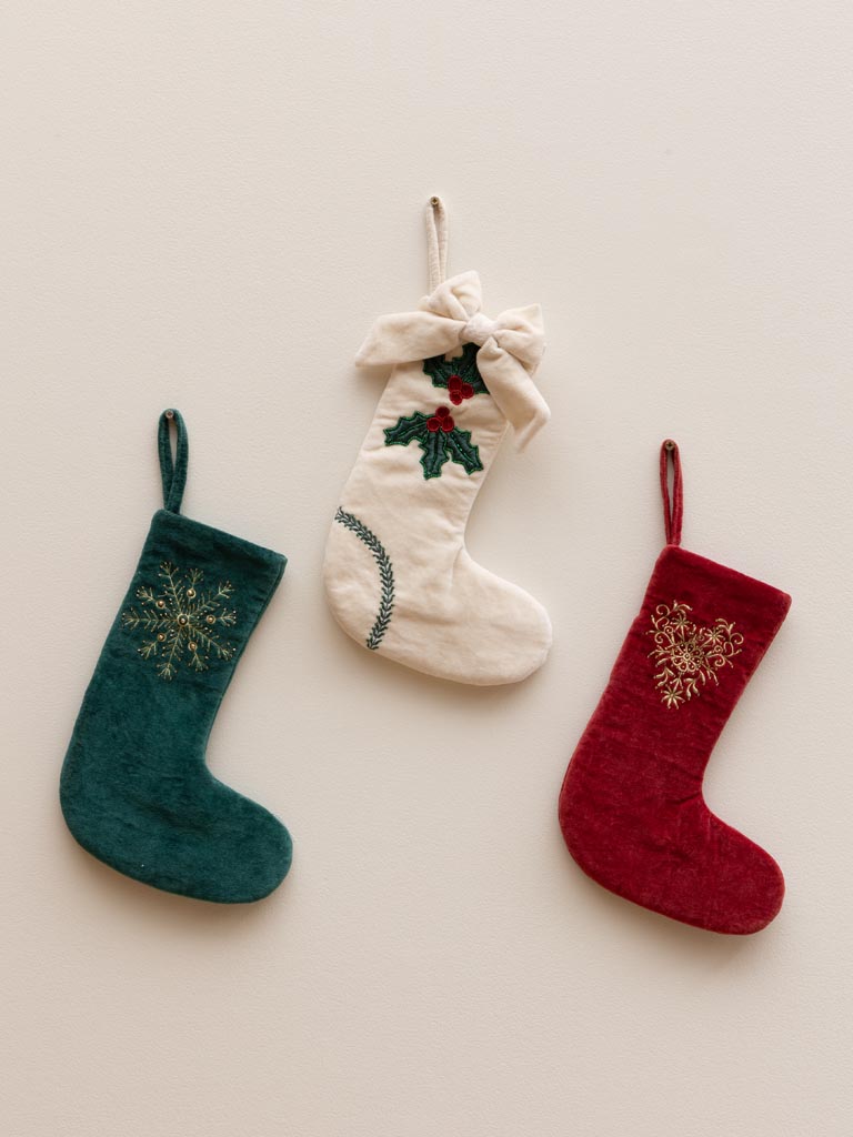 S/3 chaussettes de Noël verte, rouge et beige - 4
