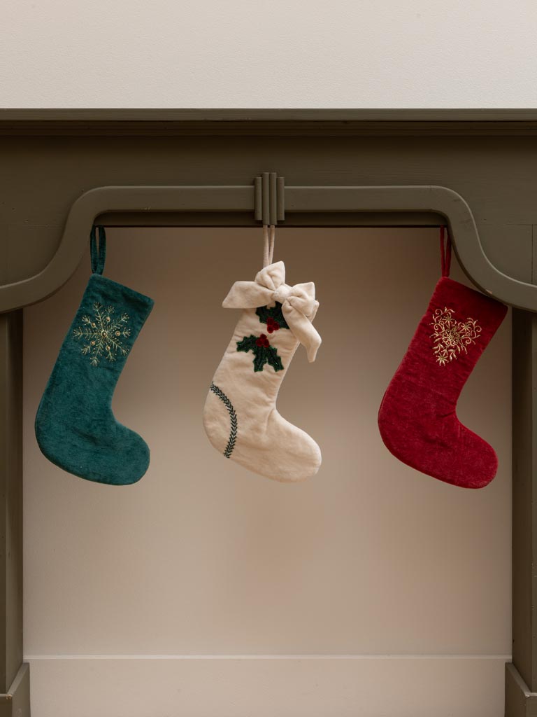 S/3 chaussettes de Noël verte, rouge et beige - 2