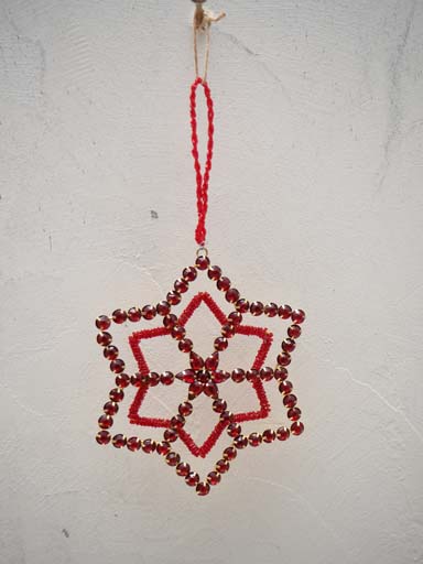 Hanging red snowflake