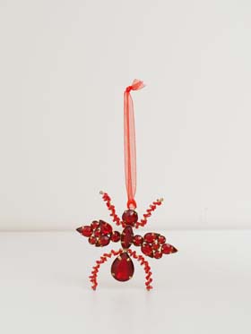 Hanging red spider with diamonds