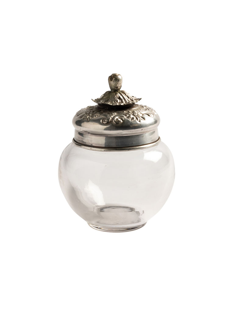 Small round jar with metal flower lid - 2