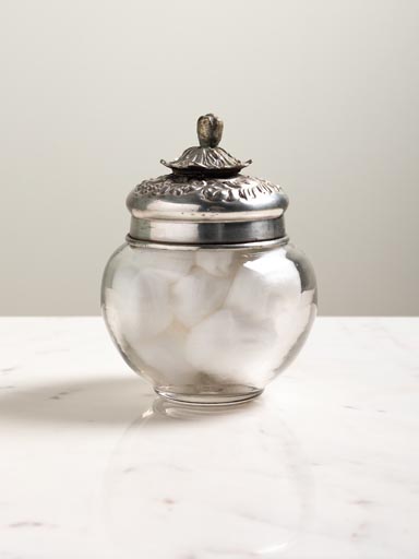 Small round jar with metal flower lid