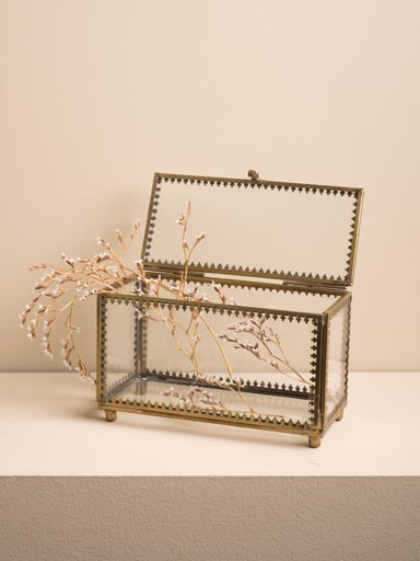 Glass rectangular box scalloped metal