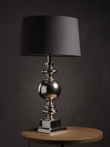 Lamp silver ball on square stand (40)classic shade (Lampshade included)