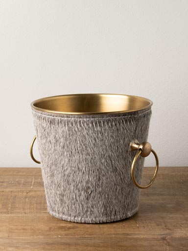 Small ice bucket with cow hide