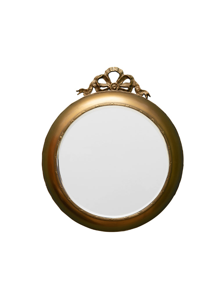 Round golden wall mirror with bow - 2