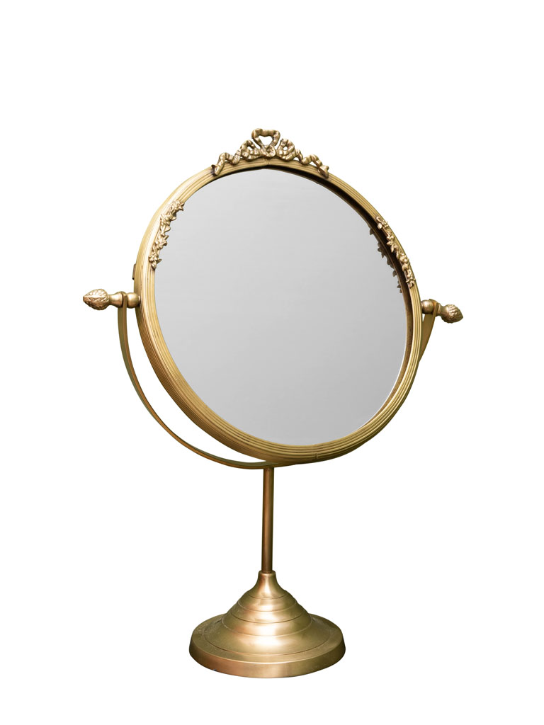 Round mirror with bow on stand - 2