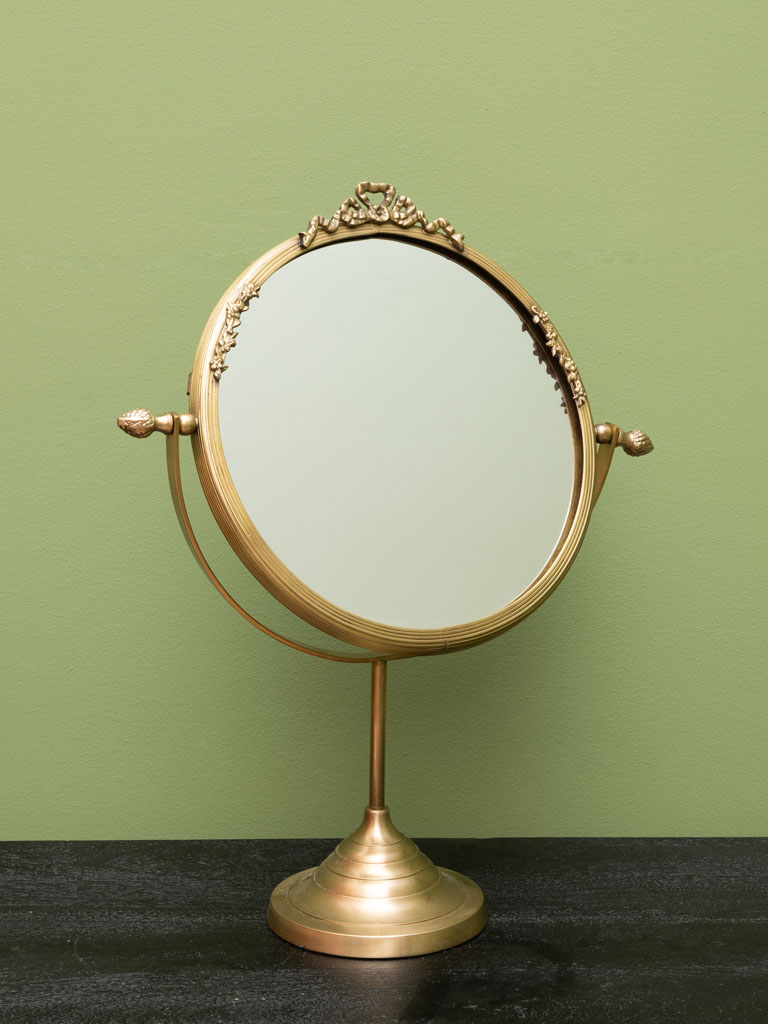 Round mirror with bow on stand - 1