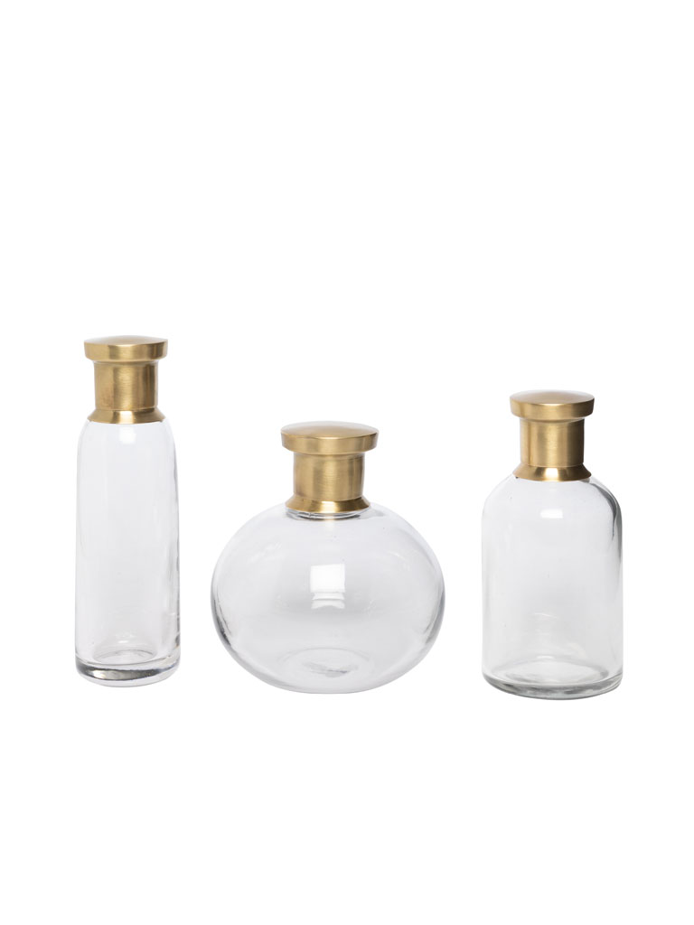 S/3 small bottles with brass lid - 2