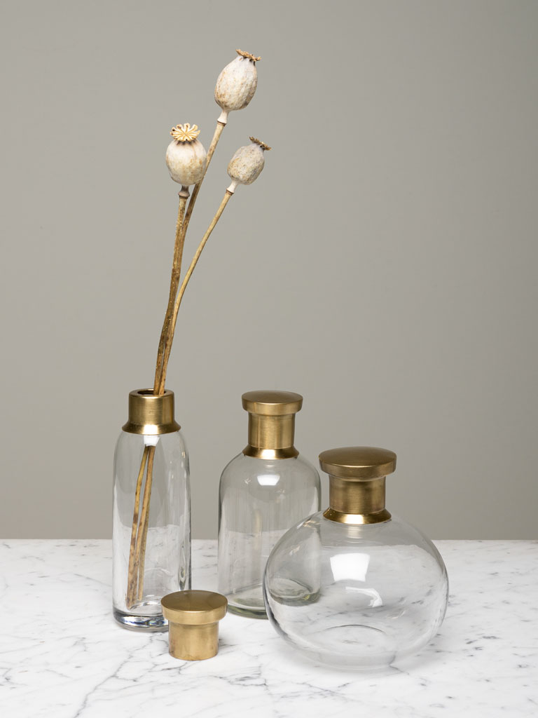 S/3 small bottles with brass lid - 1