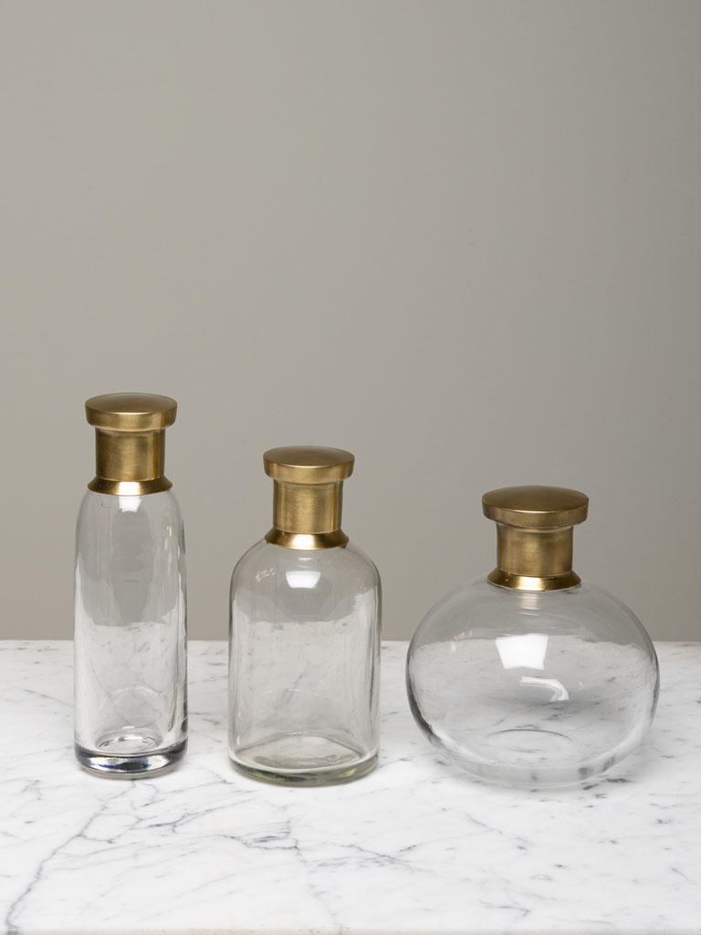 S/3 small bottles with brass lid - 3