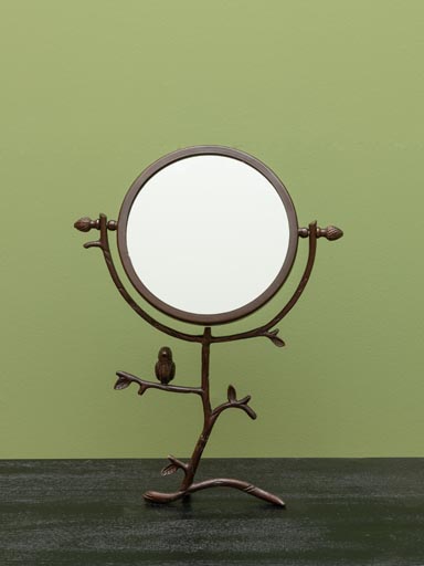 Round mirror Birdie on stand