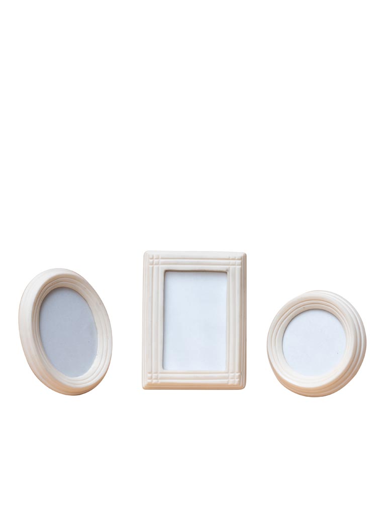 S/3 small photo frame in white resin - 2