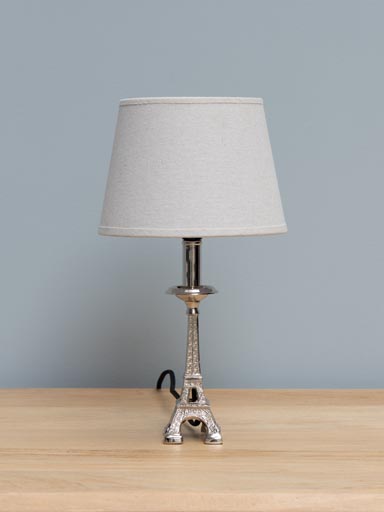 Lamp Eiffel tower silver patina (20) classic shade (Lampshade included)