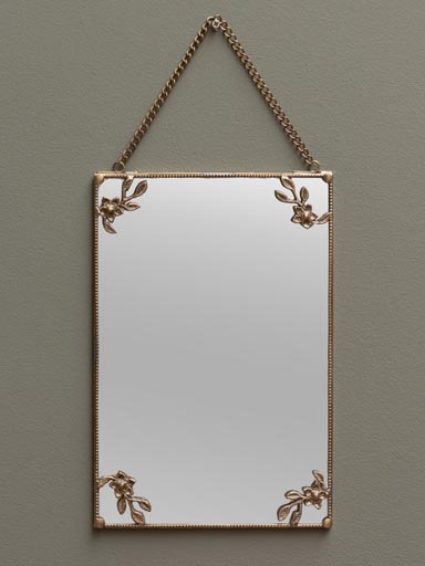 Flowered corners hanging mirror