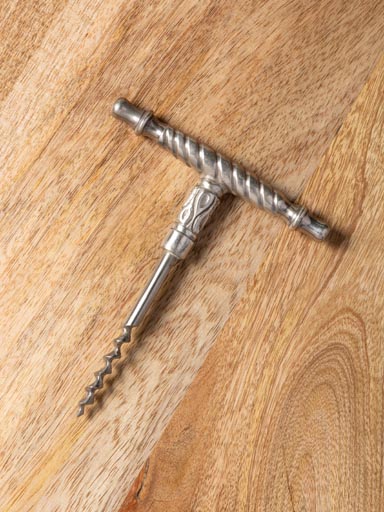 Cork screw engraved silver