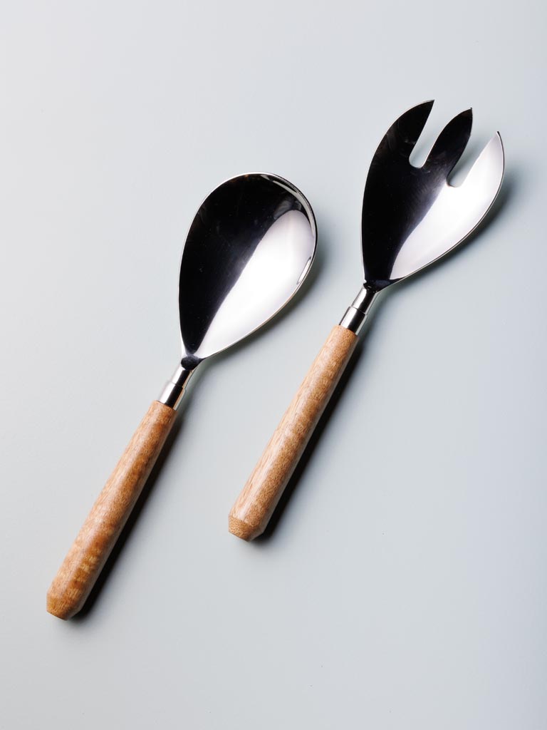 S/2 salad servers wood handles - 3