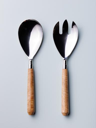 S/2 salad servers wood handles