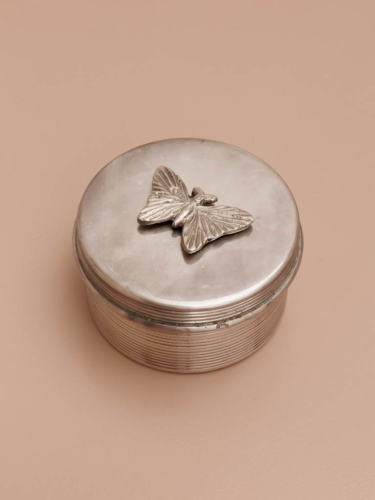 Round box silver Butterfly - 1