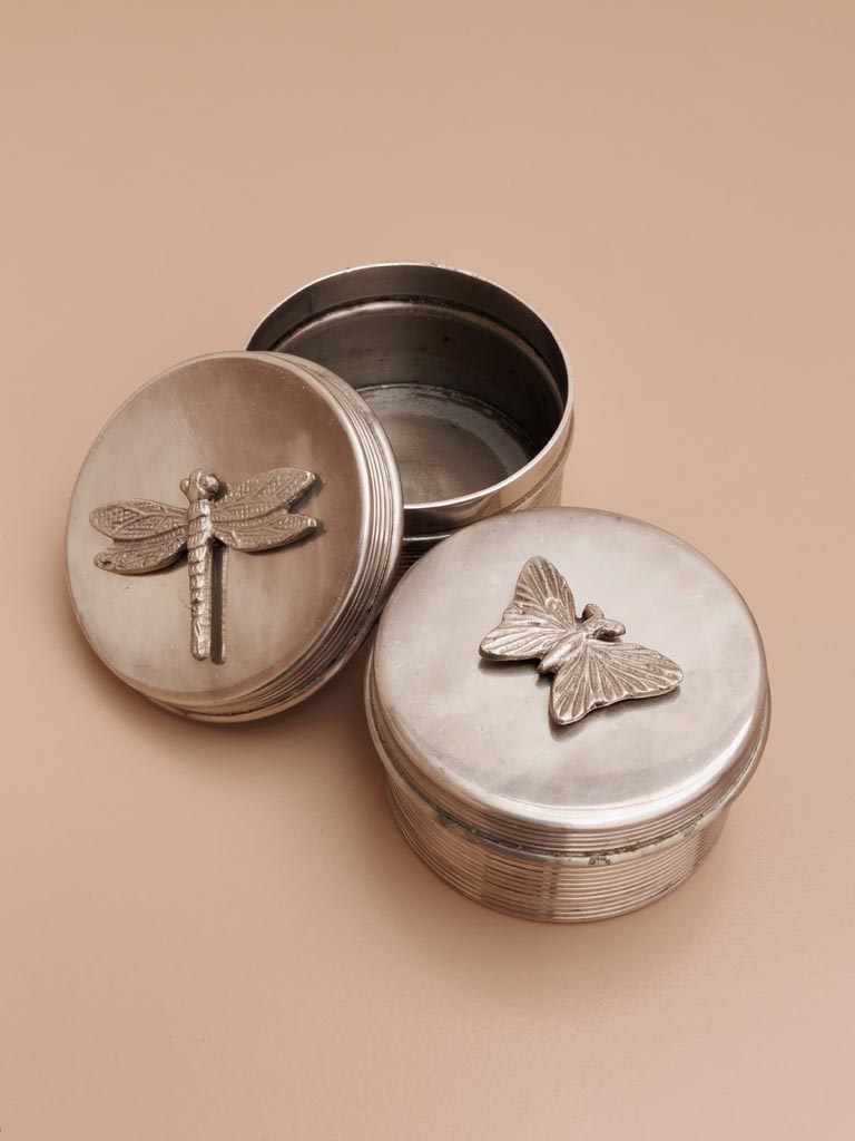 Round box silver Butterfly - 3