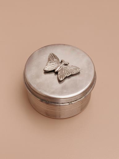 Boîte ronde argent Papillon