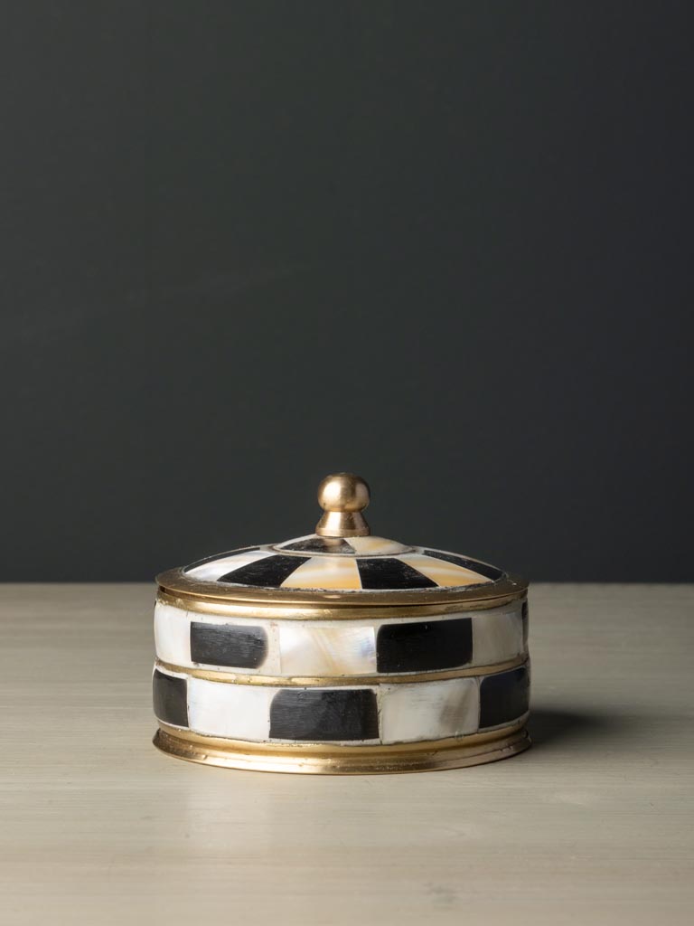 Small black and white brass box - 1